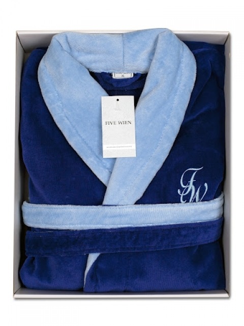 Удлиненный махровый халат VIEW (Royal -т. синий)
