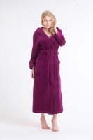 Женский велюровый халат с капюшоном (№803) Спелая вишня