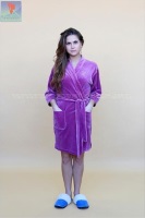 Велюровый халат 373 Кимоно-стразы фиолетовый