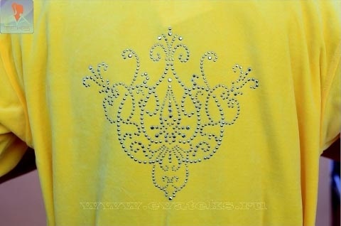 Велюровый халат 373 Кимоно-стразы желтый