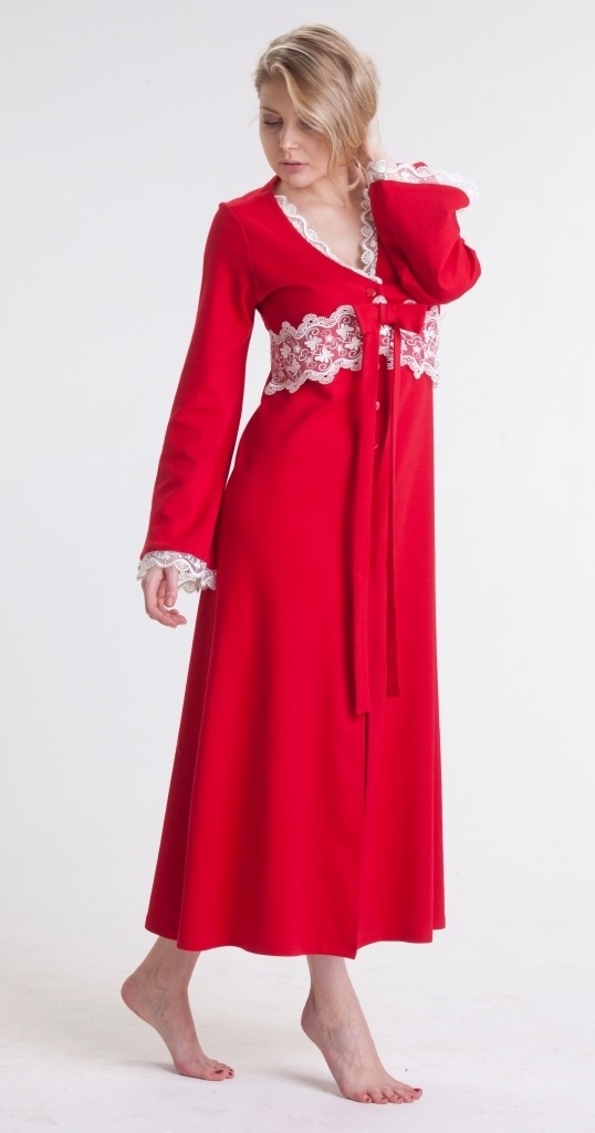 Изысканный халат Кружева (712 красный)