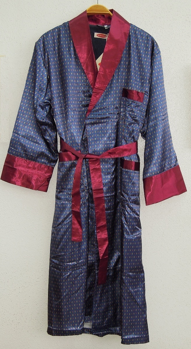 Шелковый халат Донжуан (синий с бордо)