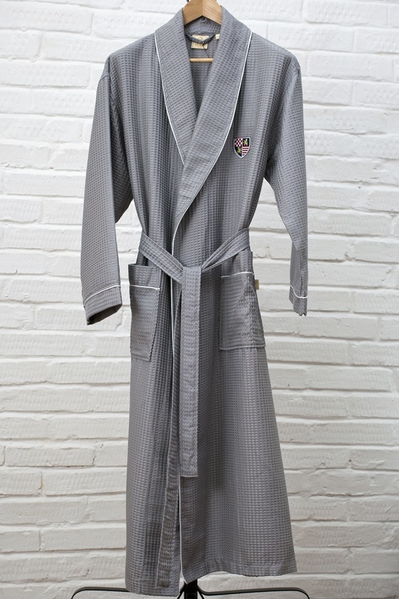 Бамбуковый вафельный халат с вышивкой (10075 насыщенный серый)- Экстра мягкость!