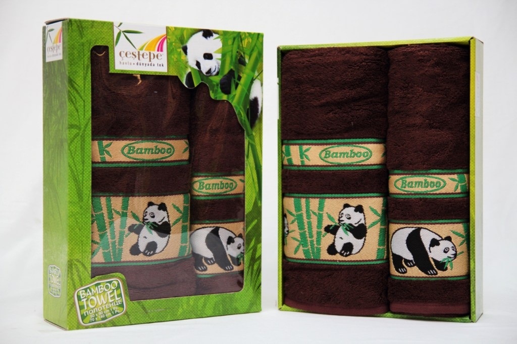 Комплект бамбуковых полотенец PANDA в подарочной коробке(6 цветов)